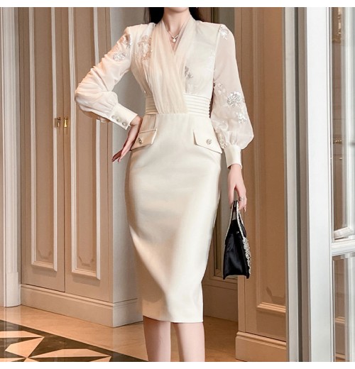 ZYHT 51135 New Collection of Women XL Dresses Chic High Waist Sequin Formal Office Pencil Long Sleeve Dresses Lady Elegant ZYHT 51135 New Collection of Women XL Dresses Chic High Waist Sequin Formal Office Pencil Long Sleeve Dresses Lady Elegant