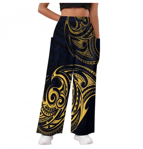 Polynesian Tribal Prints Autumn Lady High Waist Wide Leg Pants Women Casual Comfortable Palazzo Lounge Pants Plus Size Polynesian Tribal Prints Autumn Lady High Waist Wide Leg Pants Women Casual Comfortable Palazzo Lounge Pants Plus Size