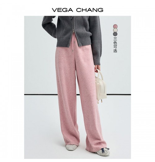 VEGA CHANG Slim Hibiscus Pink Knit Casual Straight Leg Pants VEGA CHANG Slim Hibiscus Pink Knit Casual Straight Leg Pants