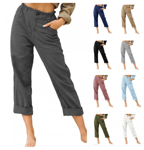 2023 Women Soft Loose Sports Pants Pure color cotton linen fashion loose high waist casual trousers woman 2023 Women Soft Loose Sports Pants Pure color cotton linen fashion loose high waist casual trousers woman
