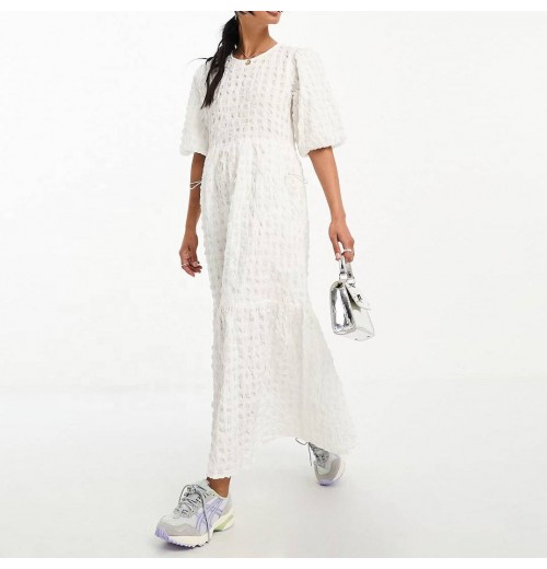 Waffle Fabric Casual Dress for Zar Clothing women Relaxed Fit Puff Sleeve Crinkle Smock Maxi Dress Plus Size Waffle Fabric Casual Dress for Zar Clothing women Relaxed Fit Puff Sleeve Crinkle Smock Maxi Dress Plus Size