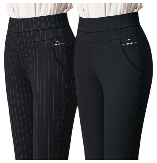 Wholesale high-quality women's straight pants women's casual trousers loose thin high waist middle-aged Leisure pencil trousers Wholesale high-quality women's straight pants women's casual trousers loose thin high waist middle-aged Leisure pencil trousers