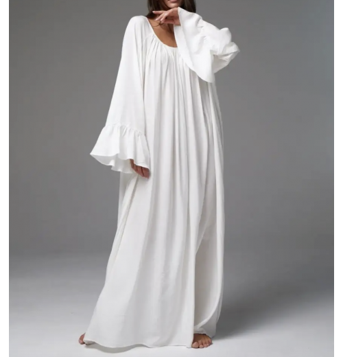 Enyami Women's Plus Size Islamic Abaya Double Chiffon Flared Sleeve Pleated Designs Women Modest Arab Muslim Dress Enyami Women's Plus Size Islamic Abaya Double Chiffon Flared Sleeve Pleated Designs Women Modest Arab Muslim Dress